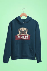pug puglet unisex hoodie navy blue